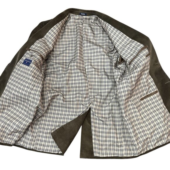 Saddlebred Corduroy Blazer Brown Size 44R Two Button Notch Lapel Sport Coat - Picture 2 of 5